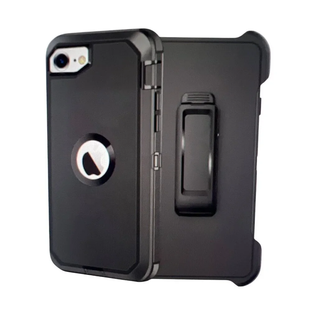 Otter Box Defender Black Case + Belt Clip Apple iPhone 7 8 SE 2nd Gen New USA